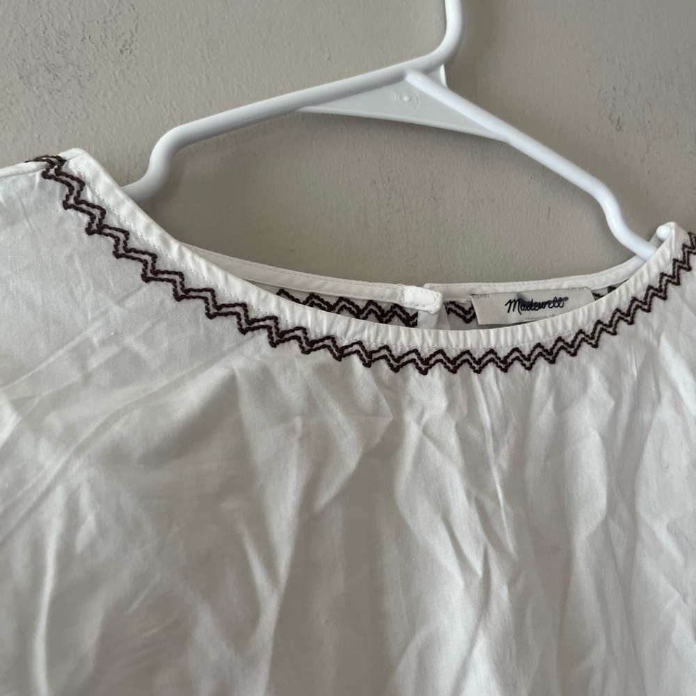 Madewell Embroidered Poplin Balloon-Sleeve Top size S - Picture 5 of 12